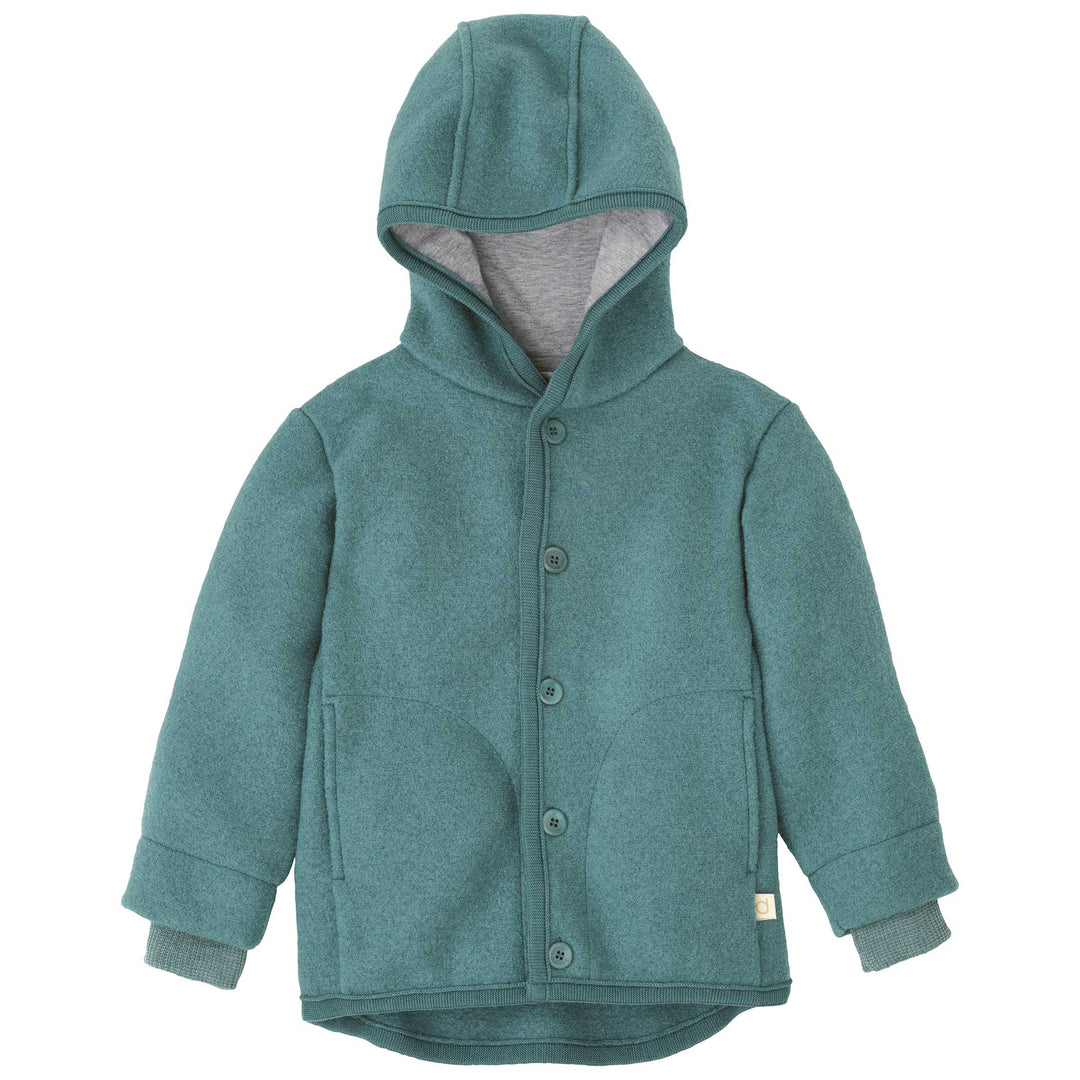 Green hooded jacket on a white background