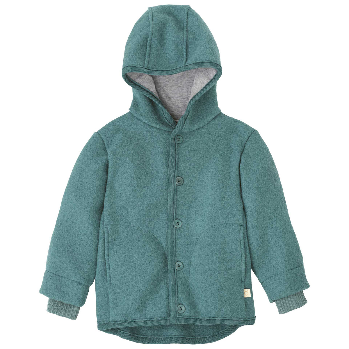 Green hooded jacket on a white background