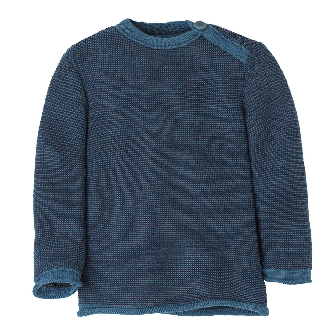 Blue knitted sweater on a white background