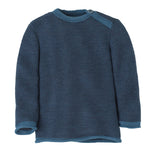 Blue knitted sweater on a white background