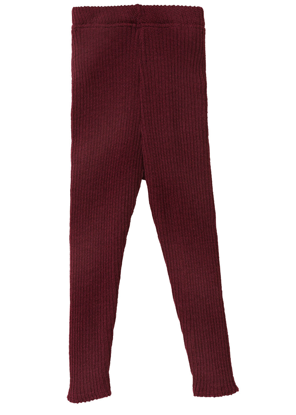 Maroon ribbed leggings on a white background